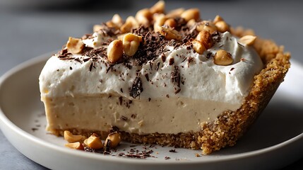 Slice of creamy peanut butter pie