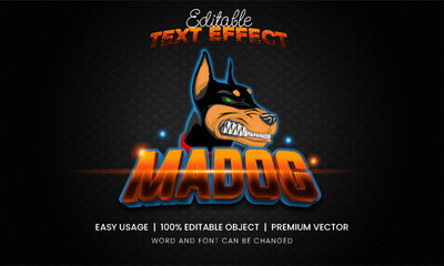 MAD DOG Editable text effect Logo Premium vector