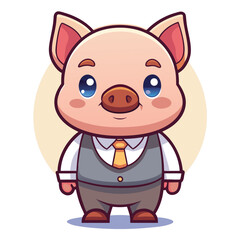 Obraz premium Cute pig wearing a suit