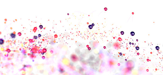 Vibrant spheres connected, network, technology, science, abstract background.