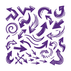 Set of arrows vector pattern seamless design with 3D icons and doodle elements in various directions, perfect for decoration or wallpaper