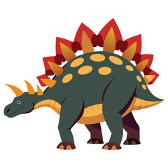 Stegosaurus Dinosaur Vector – Jurassic Herbivore with Plates and Spiked Tail in Flat Style