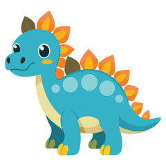 Stegosaurus Dinosaur Vector – Jurassic Herbivore with Plates and Spiked Tail in Flat Style
