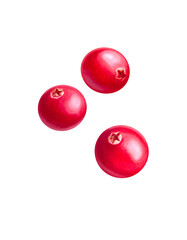 Cranberries Floating on White Background