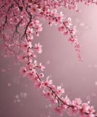 Fototapeta premium Abstract pink sakura petals swirl, ethereal background, soft, falling, subtle