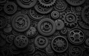 Black Gears and Cogs Background for Mechanical and Industrial Themes