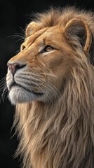 Obraz premium Close-up portrait of a lion. Majestic golden mane