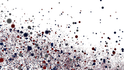 Abstract background with red, dark blue, gray particles on white