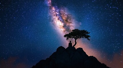 Fototapeta premium Silent contemplation under a starlit sky