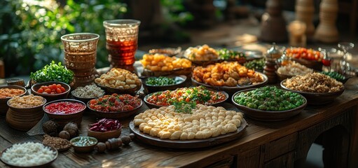 A Bountiful Feast: A Lavish Spread of Diverse Dishes