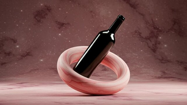 Wine bottle product alcohol drink beverage glass still life studio shot presentation art design 3d render