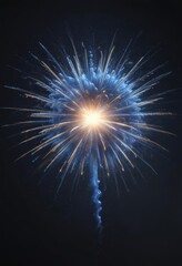 Fototapeta premium Isolated blue firework burst, vibrant detail, explosive energy , festivity, sky, spectacular
