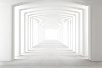 Obraz premium Empty, white, arched hallway