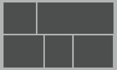 Obraz premium Templates collage frames photos parts, picture or illustration. Vector frames. Mood board. 5 photos. Poster frame mockup. Collage&nbsp;concept. Vector Illustration . EPS 10 . 