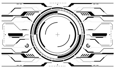 HUD sci-fi interface screen view white circular geometric design virtual futuristic technology creative display on black vector © patthana