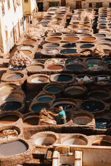 A View of the Chouara Tannery in Fez, Morocco