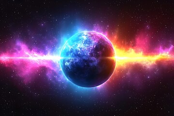 Obraz premium Planet engulfed in cosmic energy