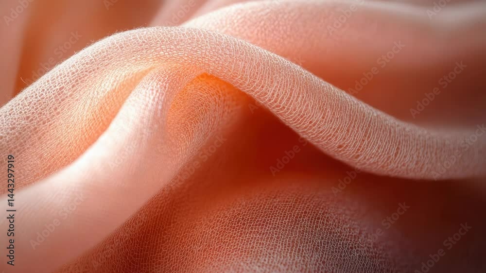 Poster close-up shot of a pink fabric texture, suitable for design and textile projects