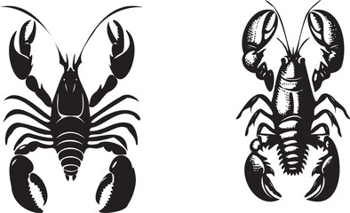 Crawfish set silhouette vector on white background