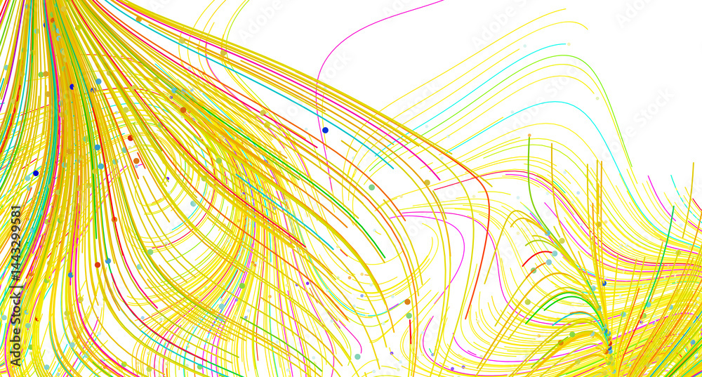 Poster Vibrant abstract background with colorful lines and dots. Perfect for modern designs.