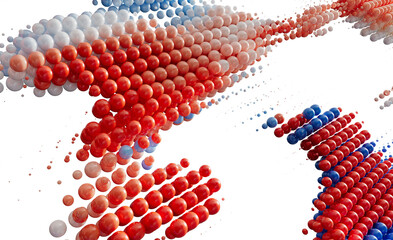 Abstract 3D Red Blue White Sphere Flow Background