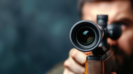 Rifle scope precision Concept, Expert marksman making precise micro adjustments to rifle scope for enhanced shooting accuracy in the field