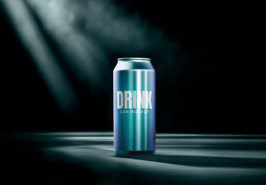 Can Mockup with Dramatic Lighting on Dark Background