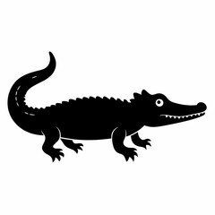 Sleek Black Crocodile Illustration