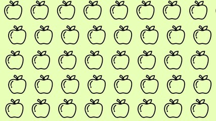 Background apple line icon patterns moving rotating animation