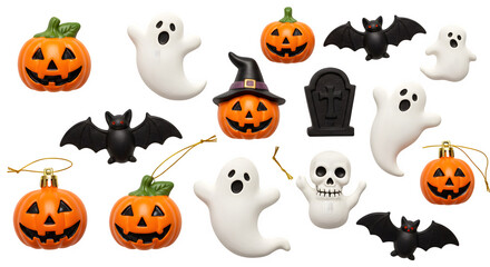 Fototapeta premium halloween decoration transparent PNG elements, halloween decoration isolated on transparent background, halloween ornaments isolated on transparent background 