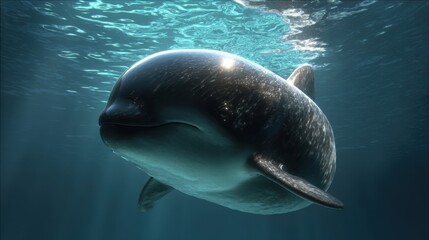 Obraz premium Dolphin Gaze: Underwater Portrait of a Marine Mammal