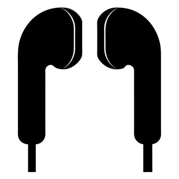 Minimalist silhouette of a pair of earphones in black and white
