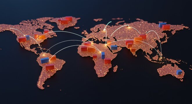 Global Trade Network: Colorful Containers Across the Globe
- Powered by Adobe