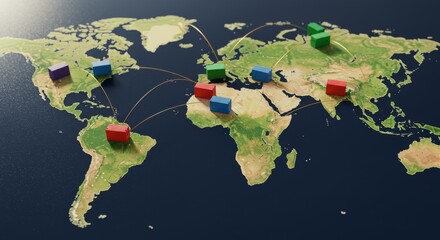 Global Logistics Flow: Containers and World Map Visualization
