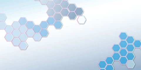 Geometric technology hexagons on water blue color background. geometric pattern with gradient. honeycomb vector illustration background.