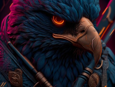Majestic Eagle Warrior Portrait with Tribal Elements