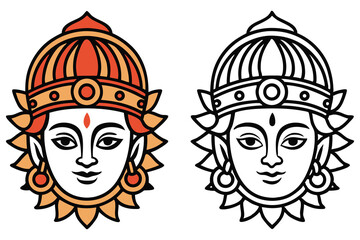 Two Indian sun god Surya icons display distinct color palettes and line weight