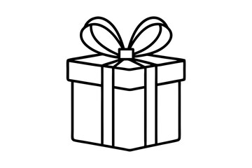 Gift Box Vector Line Icon - Celebration and Present SVG

