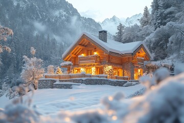 Winter Wonderland Retreat Mountain Village Photography Cozy Cabin Scenic View