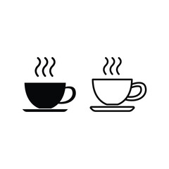 coffee cup tea icon vector design silhouette and line style