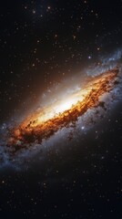 A stunning view of a spiral galaxy illuminated by vibrant colors and stars, creating a cosmic wonder.