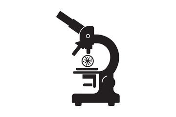 Microscope Icon Vector Science Lab Equipment Silhouette Illustration