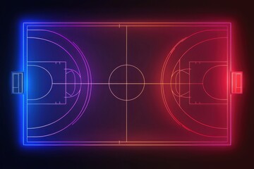 Obraz premium Vibrant Neon Basketball Court Design with Colorful Background