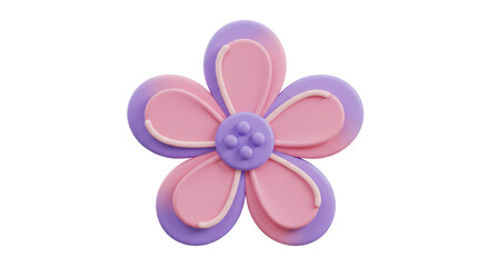Isolated Cartoon Flower with Pink and Purple Petals for Floral Designs