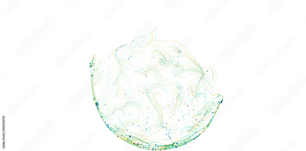 Aufkleber beautiful abstract image of a swirling sphere with teal and gold accents. perfect for design backgro