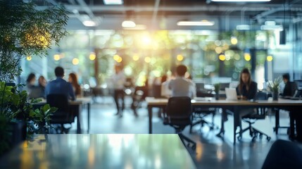 A bustling business office scene with casually dressed individuals.