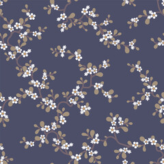 seamless pattern of flowers, branches and leaves