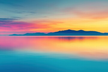 Obraz premium Serene Sunset Over Calm Waters with Colorful Sky Reflection