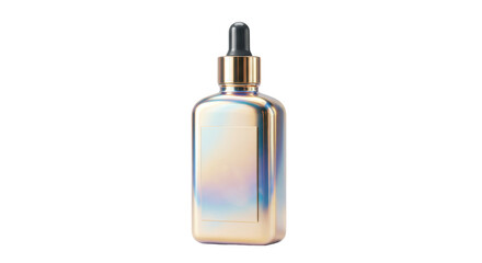 Isolated Iridescent Glass Bottle with Dropper