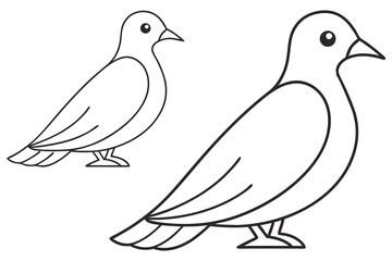 Two outlined pigeons stand side by side against a clean white transparent background